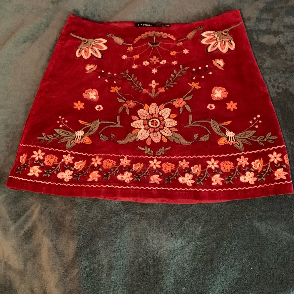 Red mini skirt